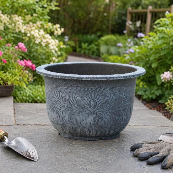 Large Plant Pot, Retro Flowerpot with Drainage Hole, Fruit Tree Water Lily Planter for Indoor Outdoor Plants Patio Garden Decor