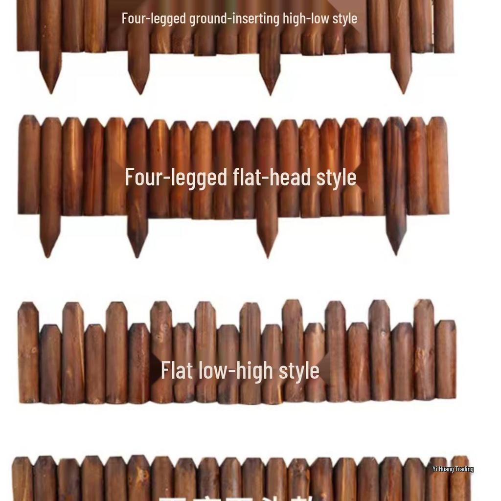 Carbonized Anticorrosive Wooden Picket Fence for Indoor & Outdoor Gardens, Balconies, and Courtyards.