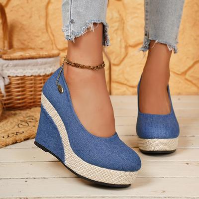 Women Chunky Platform Wedges Pumps Summer Slip On Shoes Woman Beach Ankle Straps High Heels Plus Size Shoes De Mujer