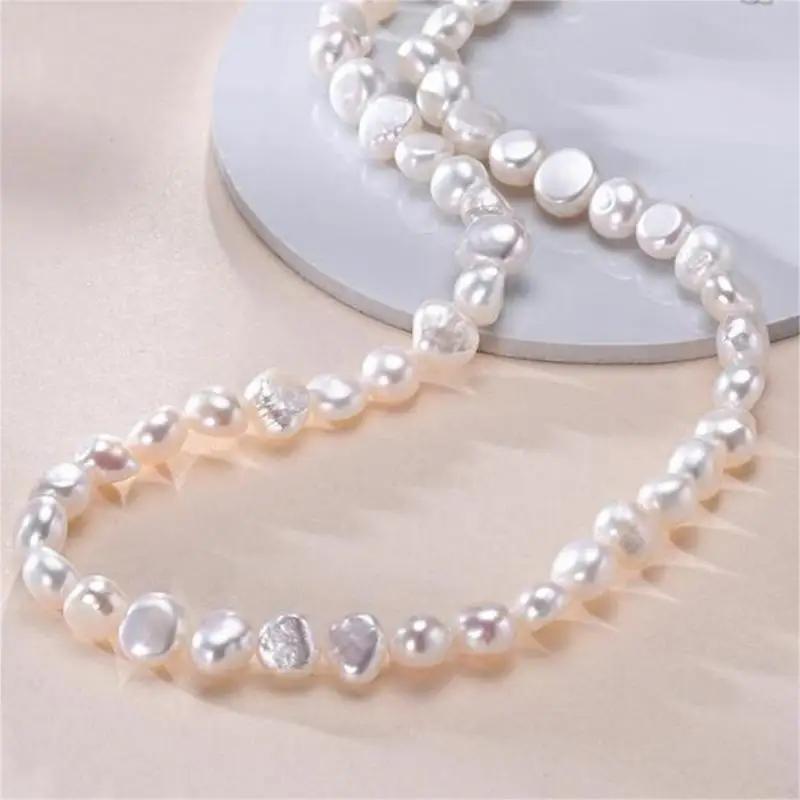 Vero Girocollo di Perle Barocche Naturali d'Acqua Dolce per Donna Ragazza Regalo Popolare AA 5-6mm 8-9mm Collana di Gioielli di Perle