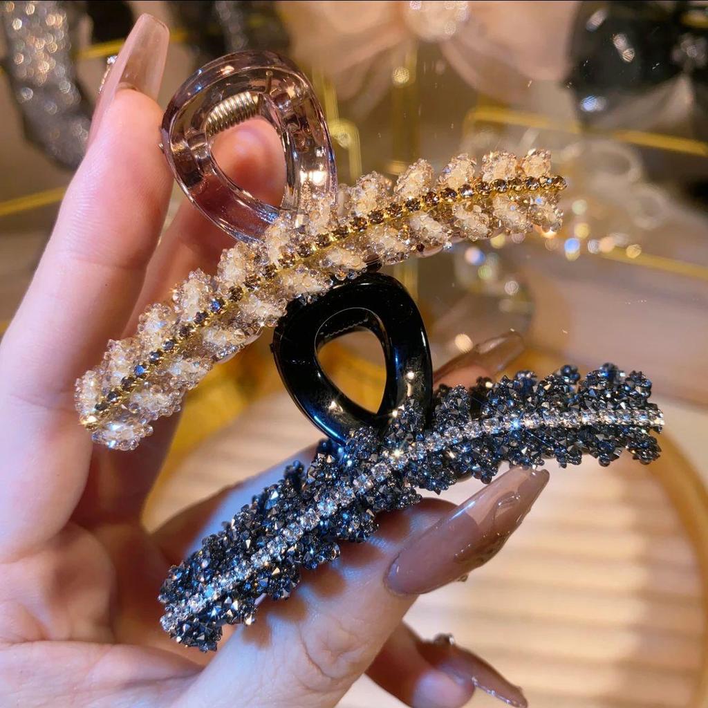 Elegant Rhinestone Acrylic Hair Claw Clip - Women's High-End Temperament Accessory