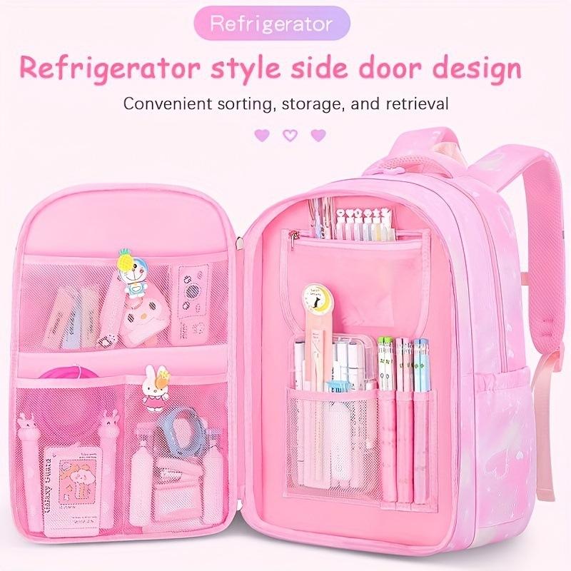 Girls 3Pcs School Backpack Set Sweet Cute Large Capacity Spine Protection Lightweight Children Primary Student Shoulder Bag
