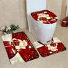 3Pcs Christmas Mat Sets Santa Claus Non Slip Mat Bathroom Doormat Toilet Seat Cover U Shaped Toilet