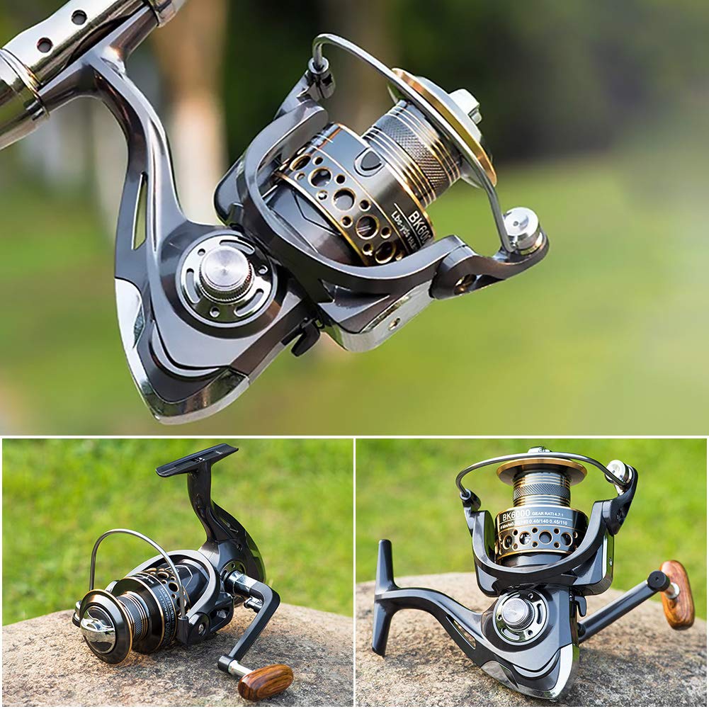 Happy Life Spinning Reel with Smooth Recommended for Kids and Max Drag Force Interchangeable Gear Ratio Strong Long Ice Freshwater Saltwater Horse