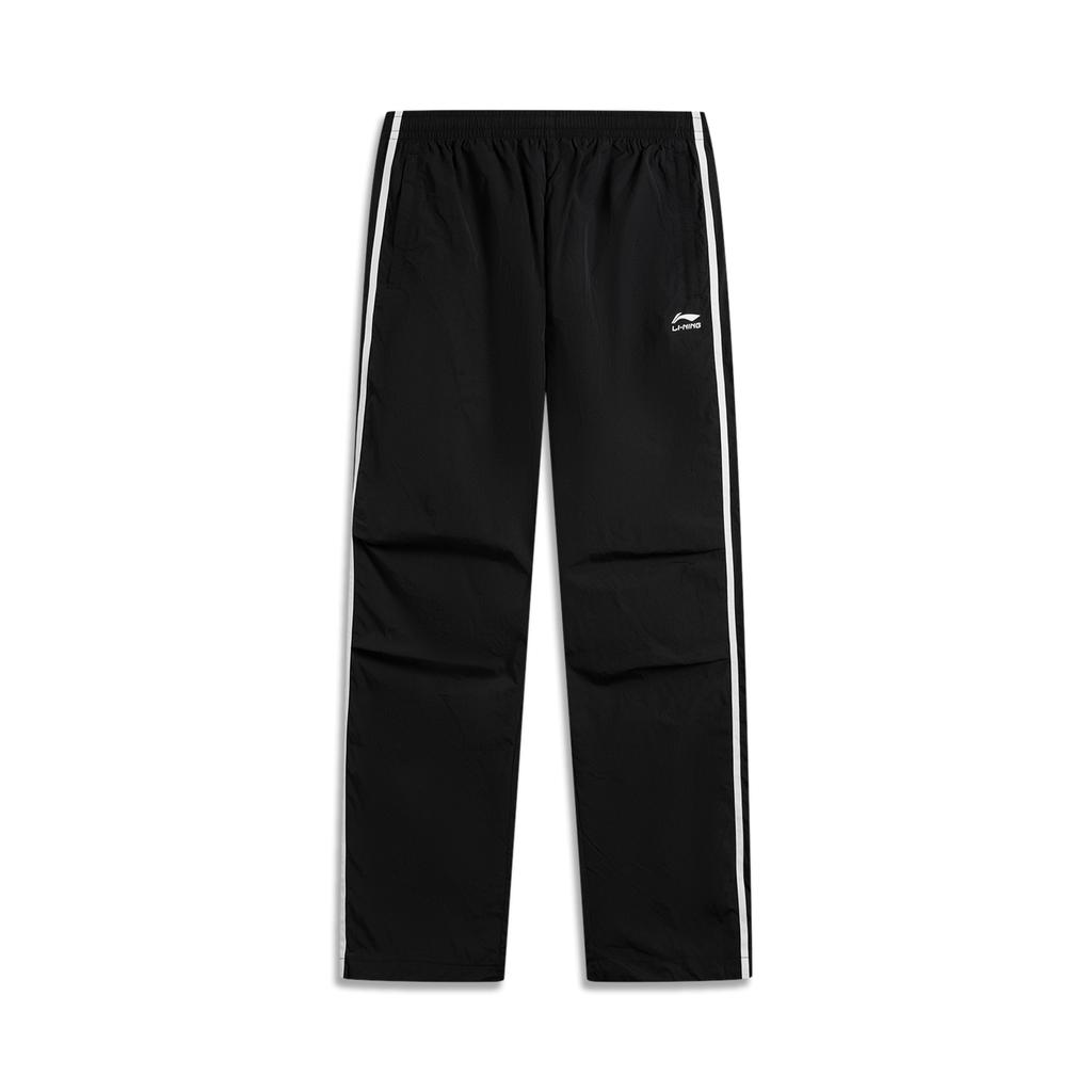 Li-Ning Sports Lifestyle Series Color Block Mid-Rise Comfortable Breathable Versatile Straight Leg Casual Pants Men bottoms Black AYKV479-1