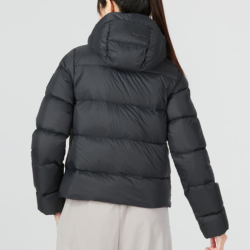 Under Armour Cgi Down Jacket Solid Color Sports Casual Hooded Short Warm Down Coat Women Outerwear Black 1375442-001