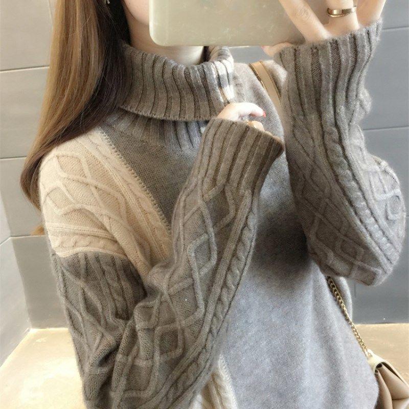 2024 Korean Style Women's High-Neck Sweaters and Loose Outerwear for Autumn and Winter