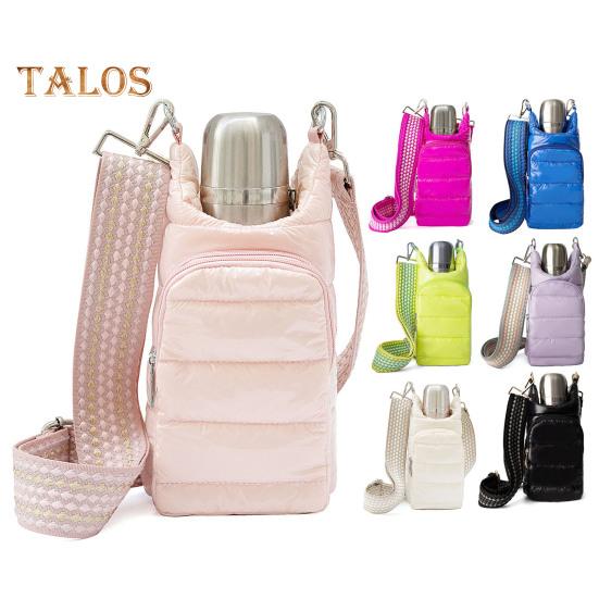 Wasserflaschentasche aus Daunenbaumwolle mit verstellbarem Riemen, Doppelreißverschlusstaschen, wasserdicht, Trinkflaschenhalter für Outdoor-Wanderungen und Reisen, Aufbewahrungstasche