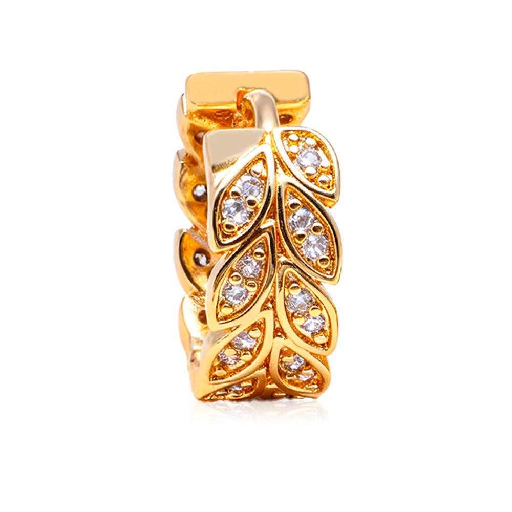 Copper-Plated 18K Gold Rose Leaf Earrings: Luxurious Light Niche Style with Micro-Paved Detailing