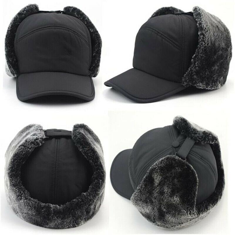 Men's Aviator Trapper Hat Winter Earflap Warm Russian Face Hat Ski Cap Outdoor