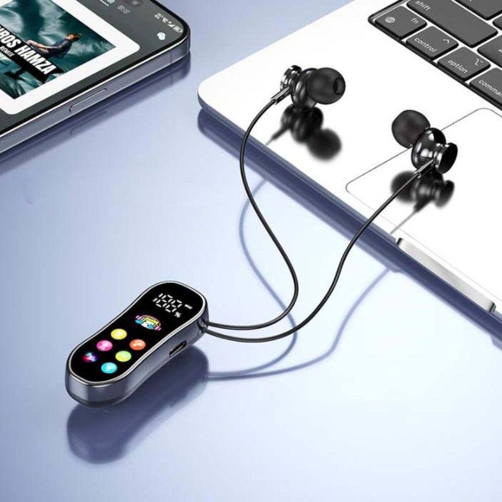 LED Screen Lavalier Bluetooth Earphones Card Insertion Wireless Headphones  HD Calling