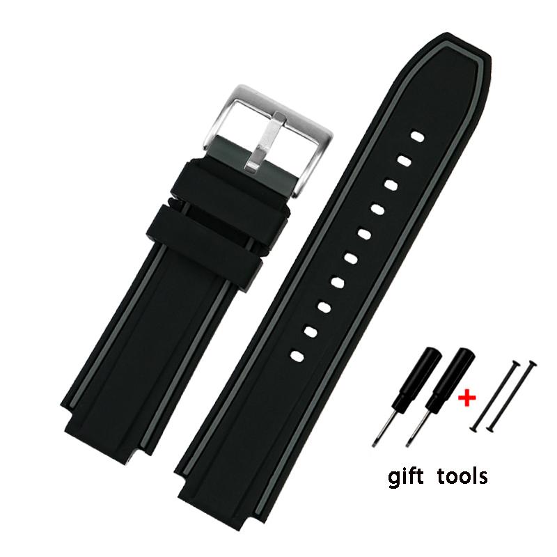 Convexe siliconen horlogeband voor Timex Tide Compass T2N720 T2N721 Siliconen heren horlogeband Horlogeketting Accessoires 24*16mm Band