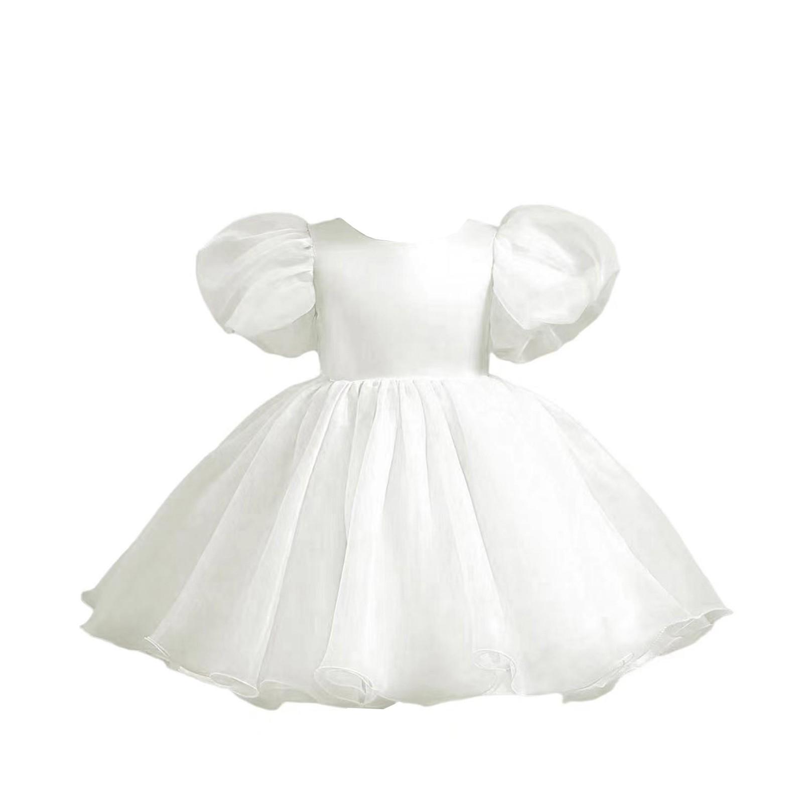 

Платье для выпускного бала с рукавами-фонариками и цветочным узором для девочки 130 белый