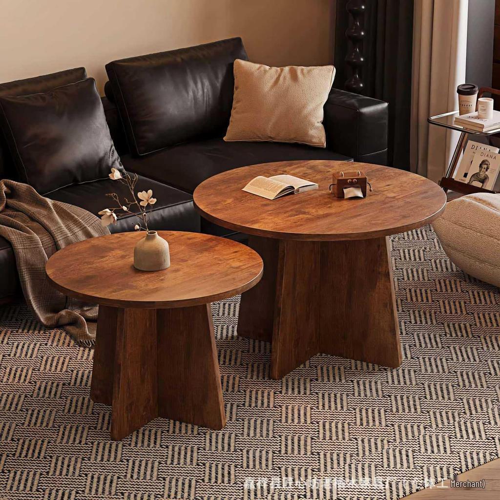 Solid Wood Coffee Table for Living Room, Small Apartment Tea Table, Elm Wood Sofa Side Table