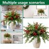 30/45Pcs Artificial Norfolk Pine Branch Christmas Red Berry Picks Faux Greenery Stem DIY Crafts Vase Garland Wreath Holiday Party Home Decoration