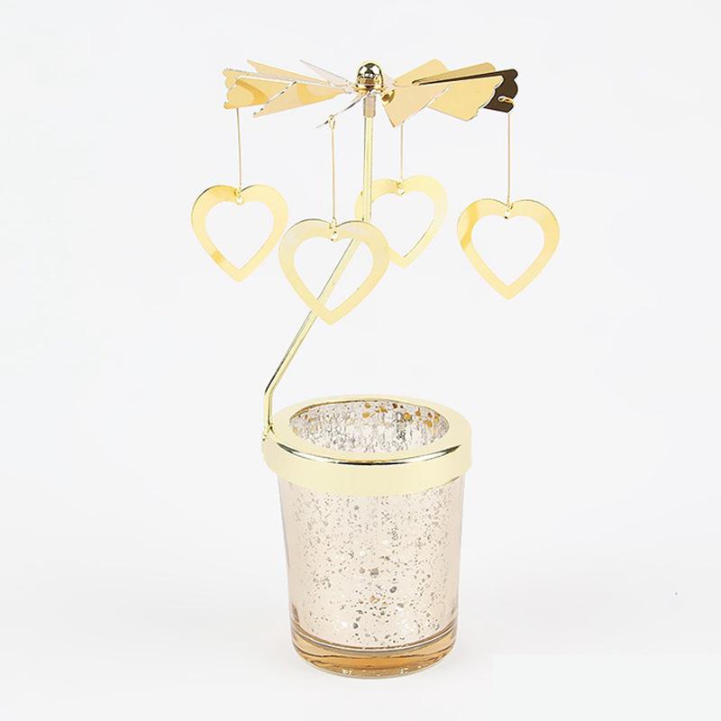 Love Wedding Candle Holders Snowflake Deer Fairy Rotating Candlestick Metal Tray Romantic Home Decoration Christmas Ornament