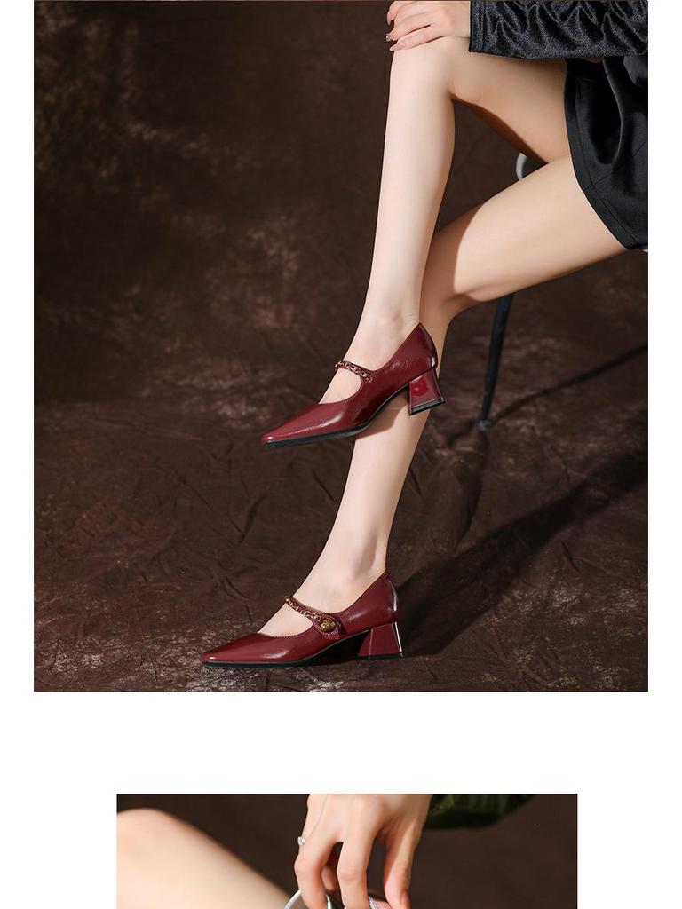 BEIJIANI Damen Silberne Klobige Absatz Mary Jane Schuhe - Weiches Leder, Vielseitiges Design, Eckige Zehenpartie