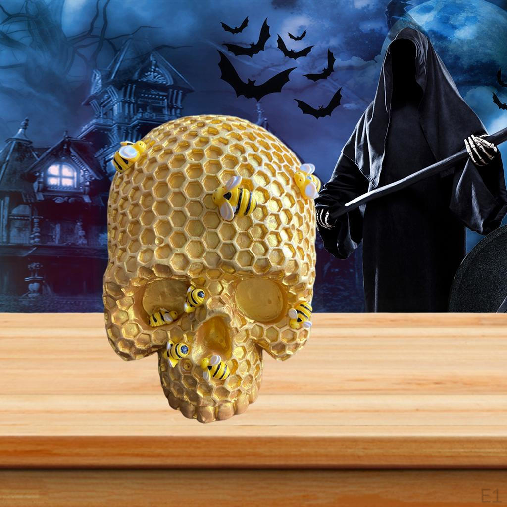 Honeycomb Skull Sculpture Craft Display Halloween Statue Table Centerpiece Ornament