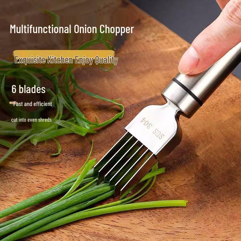 Multifunction Stainless Steel Scallion Shredder & Garlic Press