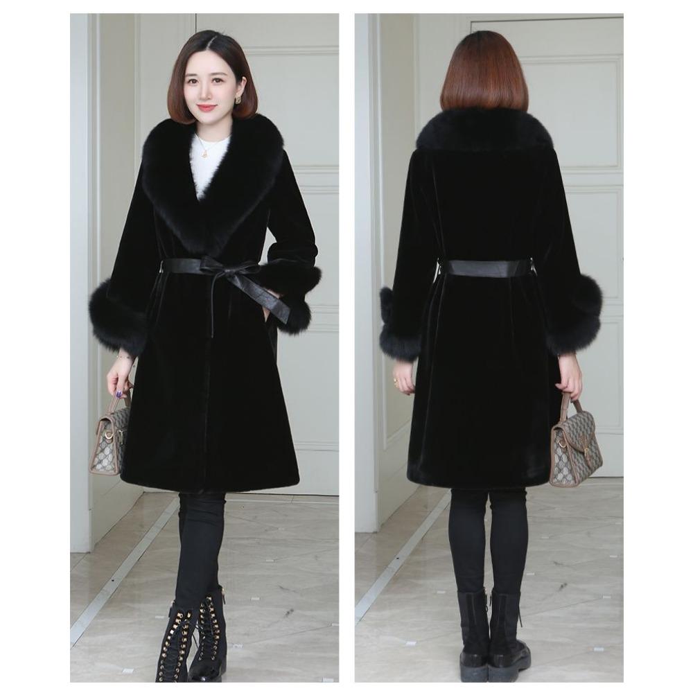 Winter Imitation Fox Fur Collar Fur Coat for Mothers Light Luxury Style High-end Temperament Warm Furry Coat