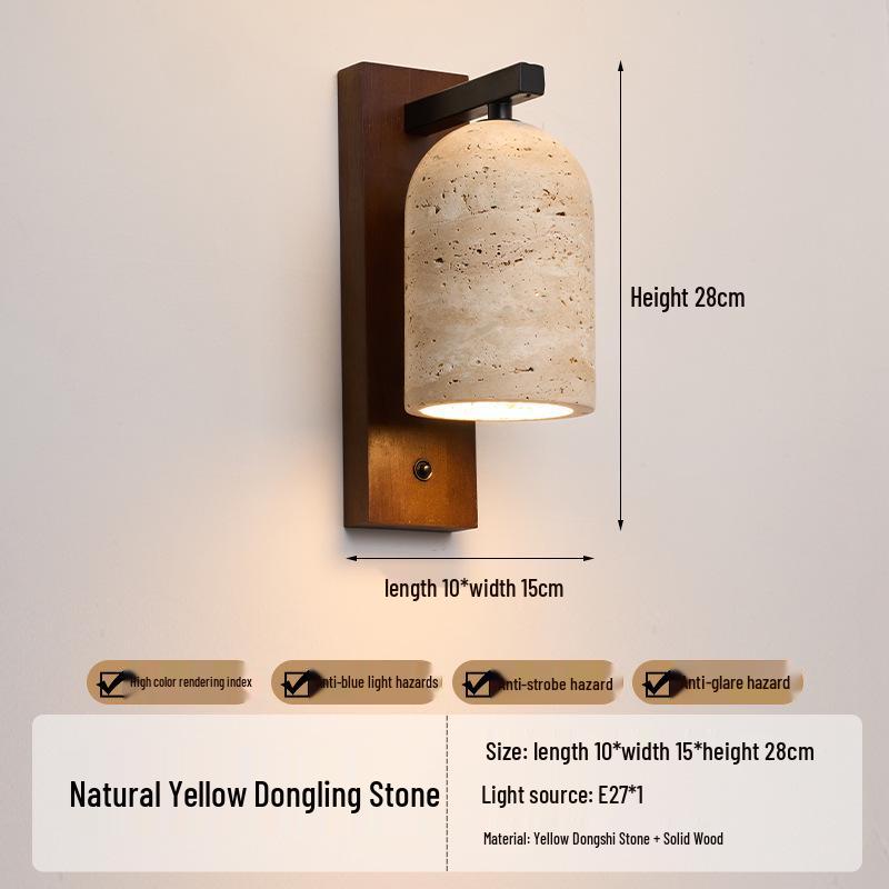 Wabi-Sabi Style Japanese Walnut Wall Lamp for Living Room, Bedroom, Hotel Entrance, or Corridor.