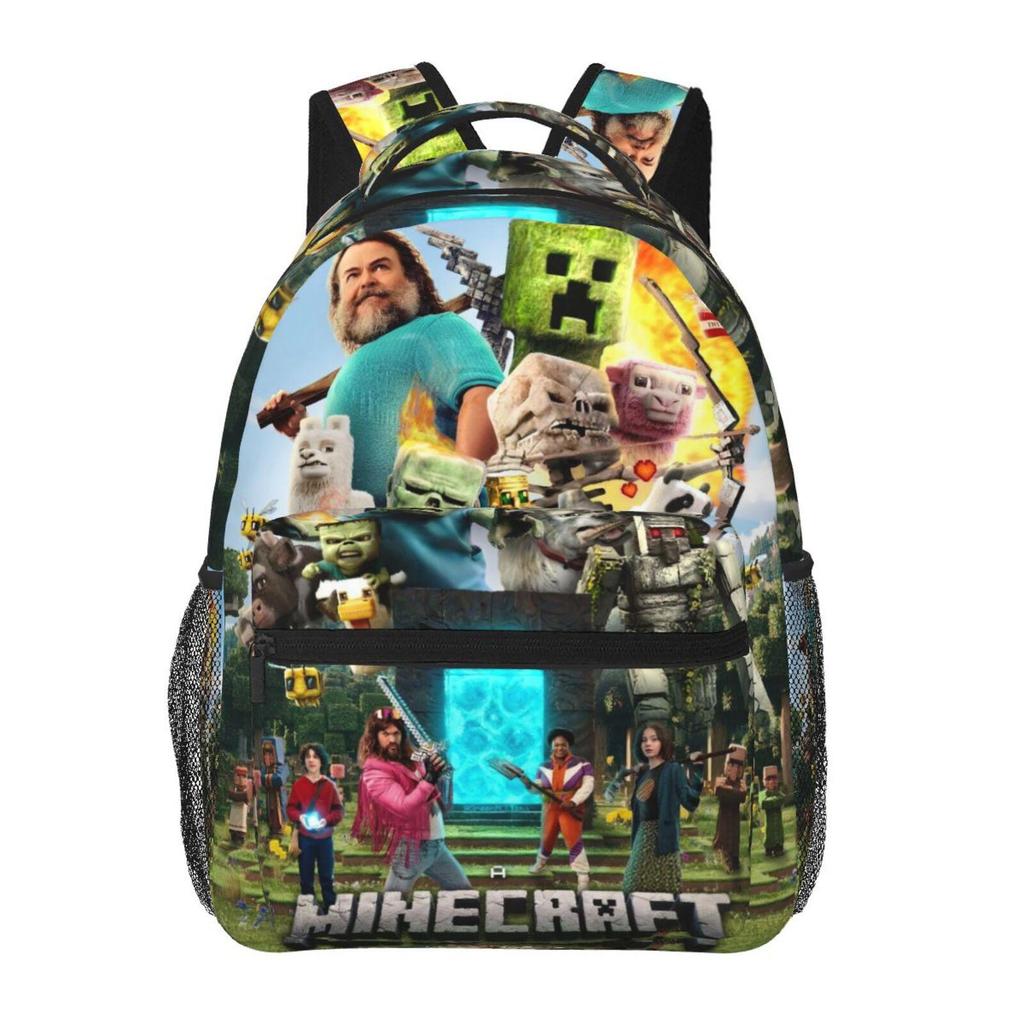 Popular Minecraft Print Lightweight Backpack: Durable, Breathable, Large Capacity, Casual Double Shoulder Bag.