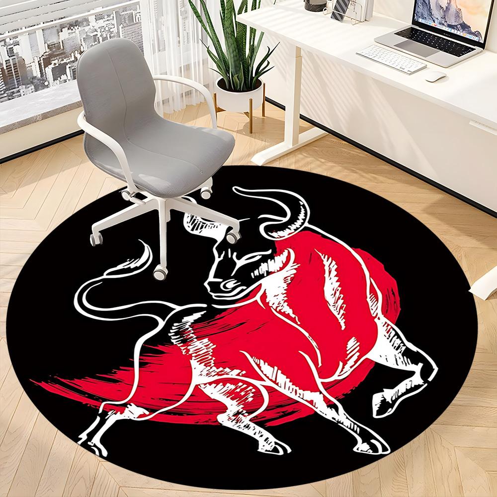 1pc Bull Symbol Chair Carpet for Office, Indoor Non-Slip Polyester Fiber Carpet,  Machine Washable, Durable Construction yy251205113