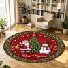 Christmas (117) Theme Circular Crystal Velvet Carpet Customized Name & Text Round Soft Floor Rug For Living Room Bedroom Decor