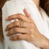 Trendy Multi Layer Connecting Ring For Women Gold Plated Stainless Steel Cubic Zirconia Stacking Rings Fashion Jewelry Gift