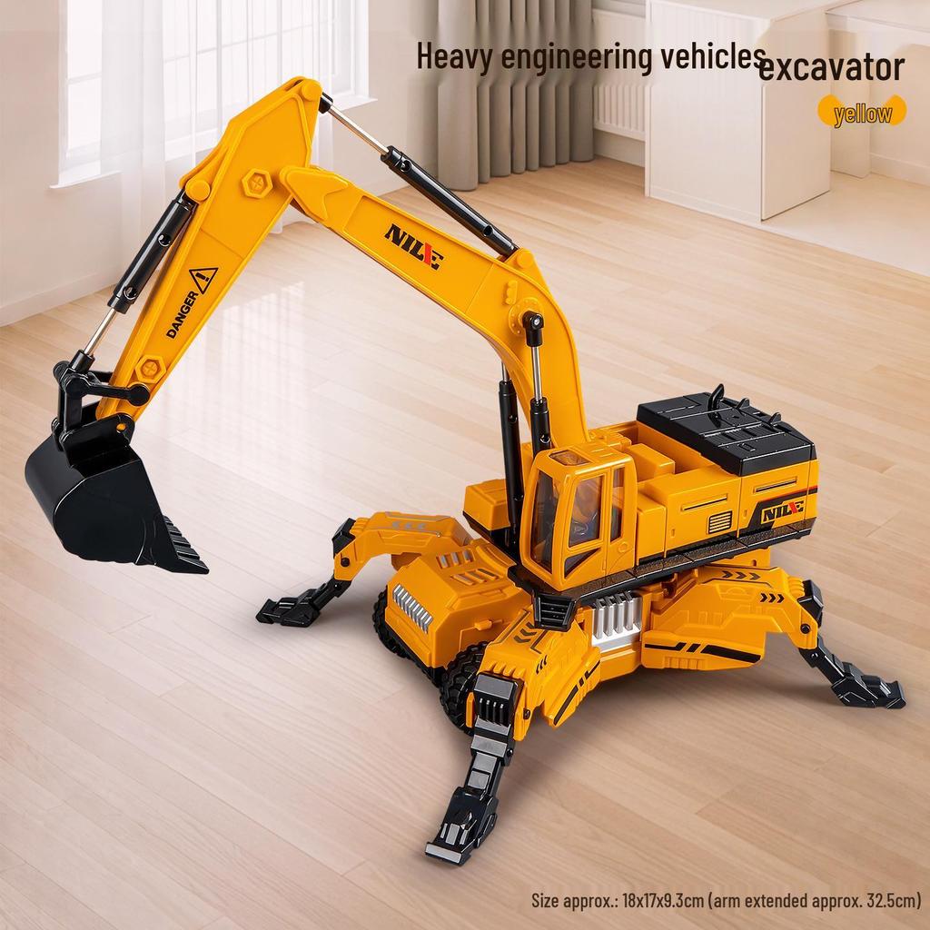 Eylemsizlik Mühendislik Aracı için Damperli Kova ve Forklift Durdurma Arabası Modeli ile Çocuk İtmeli Ekskavatör Oyuncağı.