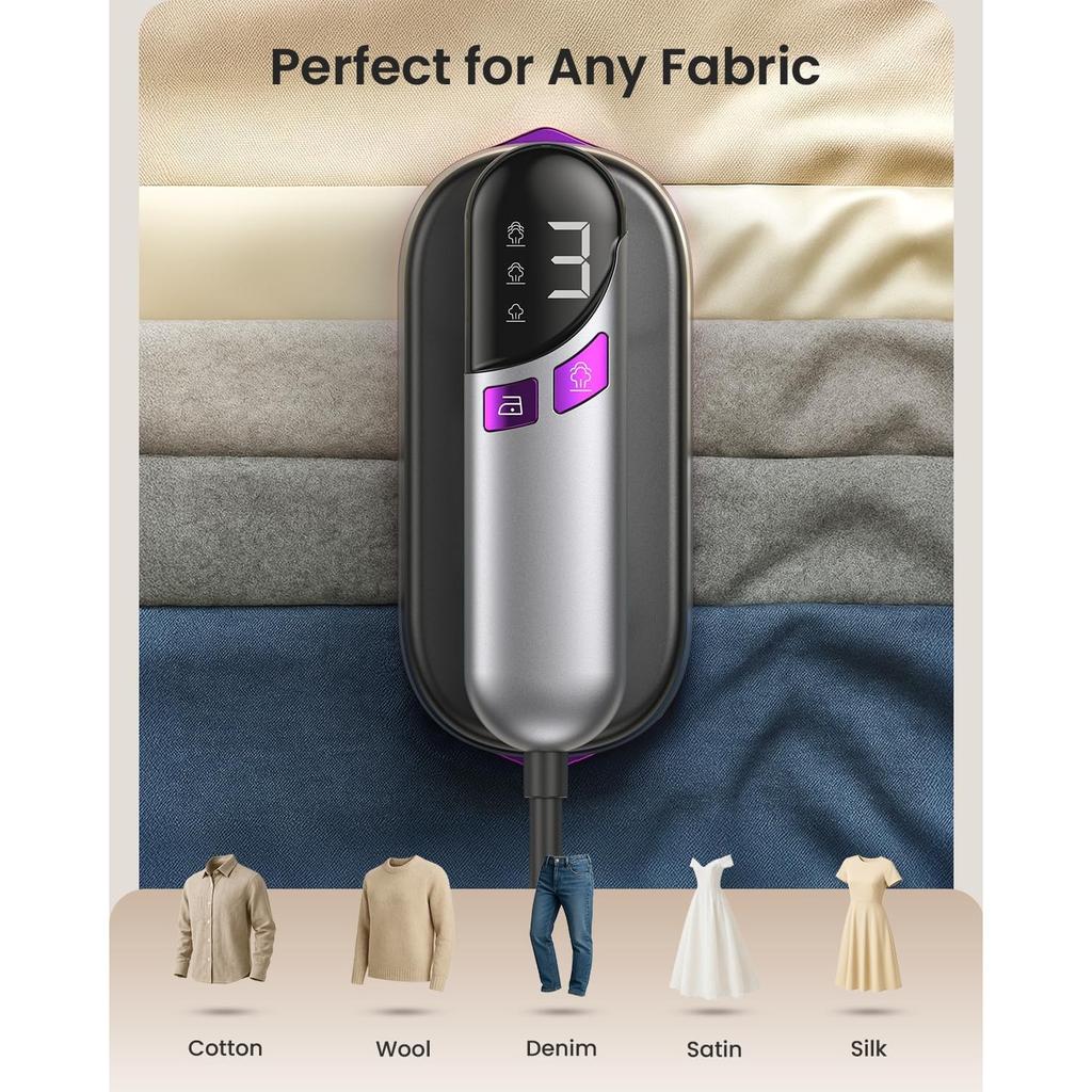 2-in-1 Handdampfglätter und Bügeleisen für Kleidung, 1000-W-Reisedampfglätter mit Keramiksohle, schnelles Aufheizen in 9 Sekunden, auslaufsicherer 170-ml-Wassertank, Selbstreinigung