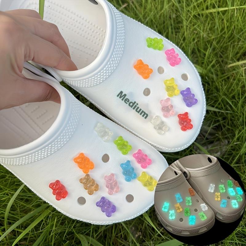 10/20Pcs Glow In The Dark Cute Bear Shoe Charms-Luminous Diy Sneaker Decorations For Shoes And Footwear Accessories Luminous