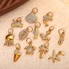 Diamond-Studded Dolphin & Starfish Stainless Steel Pendant - Cute Ocean Animal Jewelry Accessory