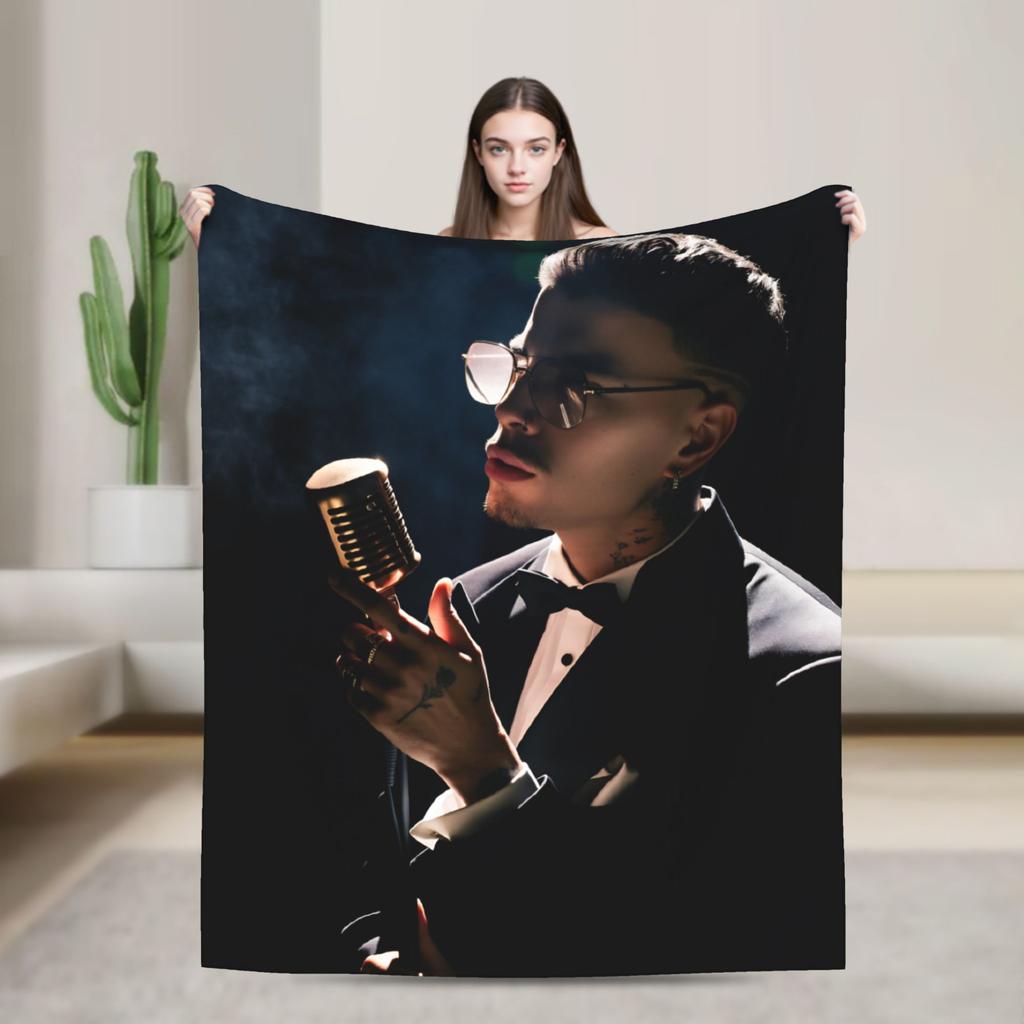 Soft Warm Blanket Travel Office Rauw Alejandro Singer Rapper Throw Blanket Flannel Bedspread For Couch Chair Sofa Bed Sofa Bed