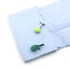 Igame Tennis Cuff Links Quality Brass Material Green Color Tennis Racket Design Cufflinks Wholesale  Retail