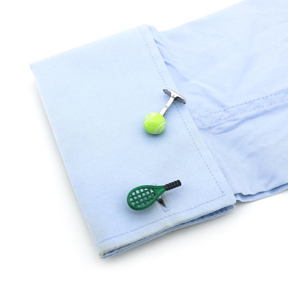 Igame Tennis Cuff Links Quality Brass Material Green Color Tennis Racket Design Cufflinks Wholesale  Retail