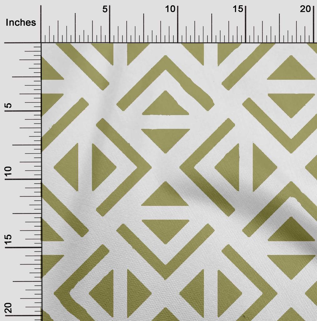 oneOone Katoen Flex Lichtgroene Stof Geometrische Driehoek Jurk Materiaal Stof Print Stof Per Meter 40 Inch