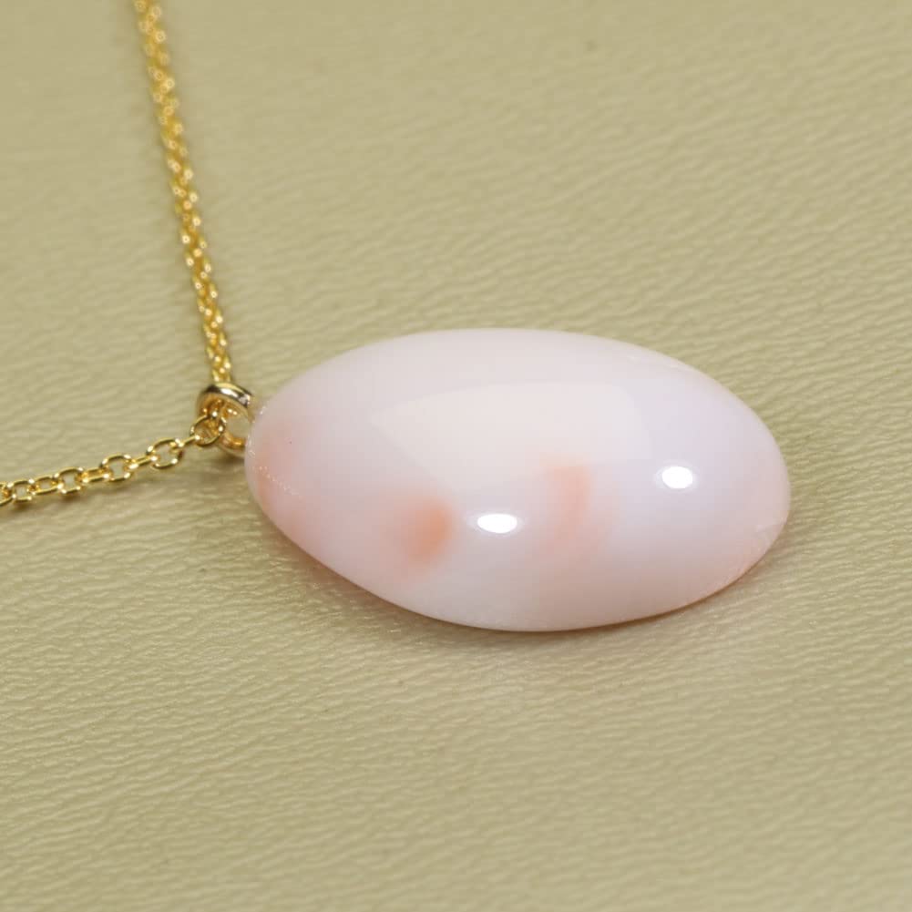 Mid-Coral Pink Pendant, Teardrop Shape, Undyed, SANSUI