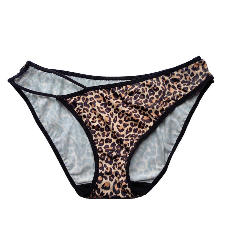 Female Summer Sexy Leopard Grain Fine Belt Ice Silk Without Trace Lift Hip Briefs