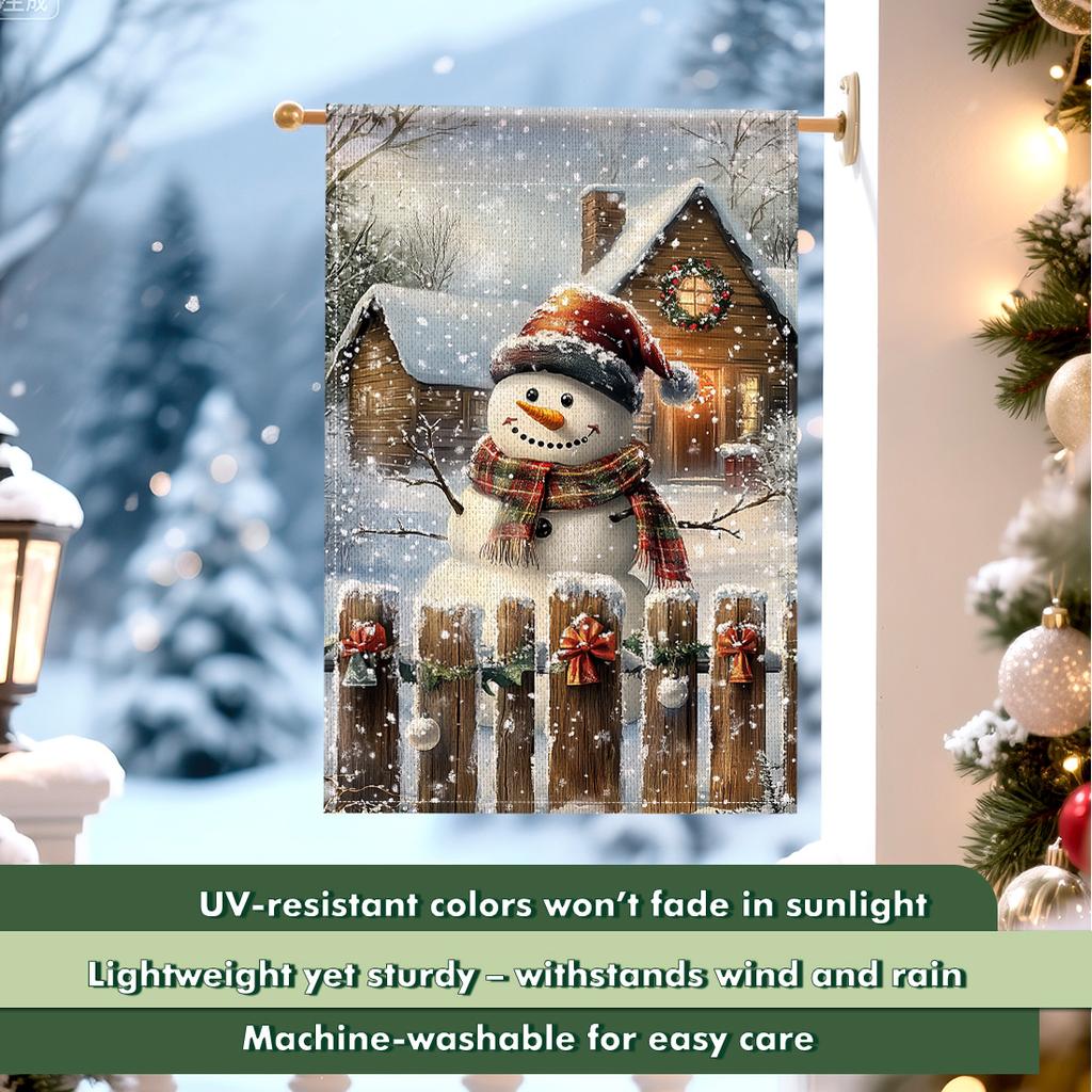 Christmas snowmanGarden Flag 12x18 Inch Double Sided for Courtyard Outdoor Welcome Flag Decoration (Excluding flagpole)