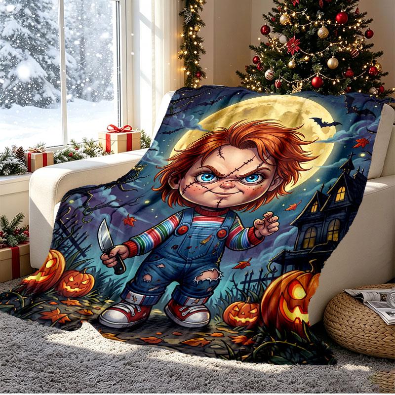 Child's Play Pattern Blanket for Home Decoration, Bed, Sofa, Car Travel, Camping, Suitable for All Seasons, Birthday Christmas Gift