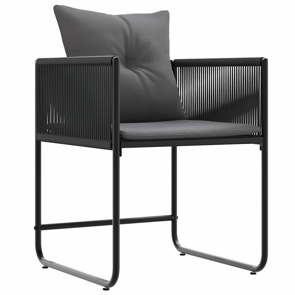 4 Piece Chair Set with Cushions Black and Anthracite PE Rattan