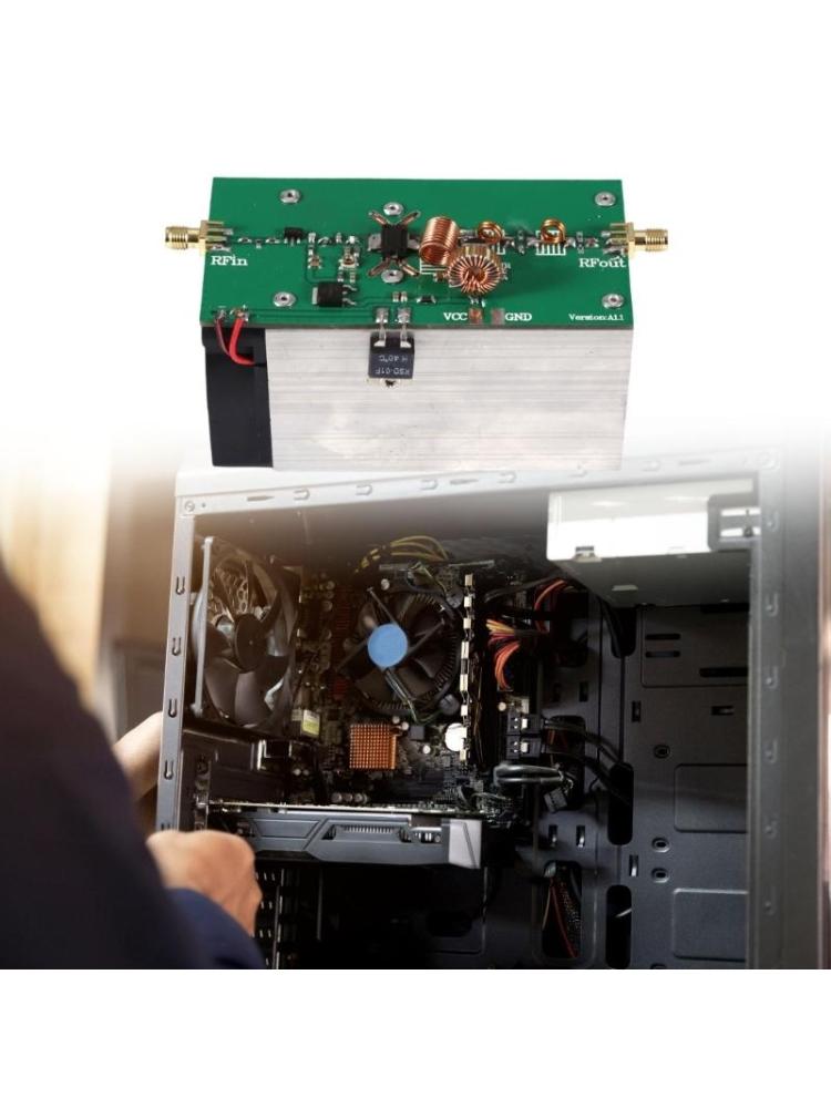 Power Amplifier 12-18V 433MHz 25W Power Amplifier Transmitter VHF Radio Power Amplifier Intelligent Fan Heatsink