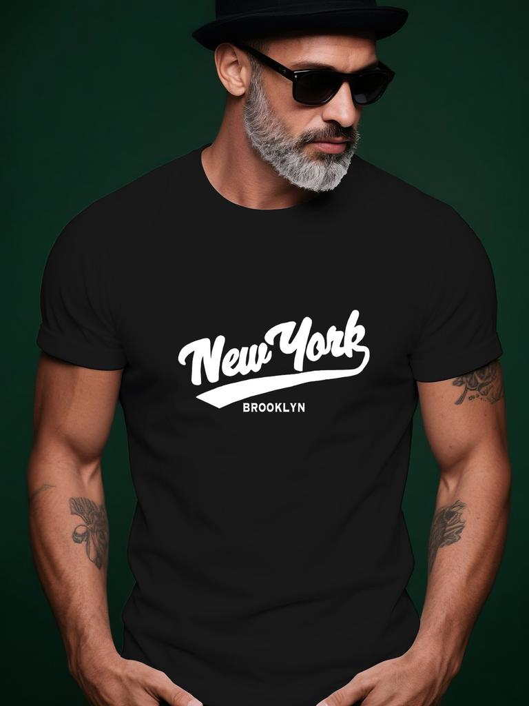 New York Trendy Streetwear Summer Casual Round Neck Short...