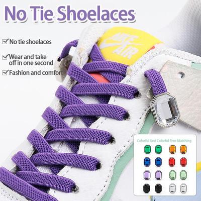 N. 8 2023 Nuovi Lacci Elastici Sneakers Lacci Senza Laccetti Moda Ciondolo Scarpe Diamante Ottagono Colorato Strass Accessori Scarpe