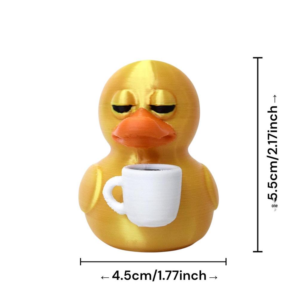 3D Printed Leisurely Coffee Duck Ornament - Creative Desktop Gift