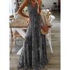 Women's Bohemian High Waist Strap V Neck Plus Size Printed Long Dress Clothes Sale