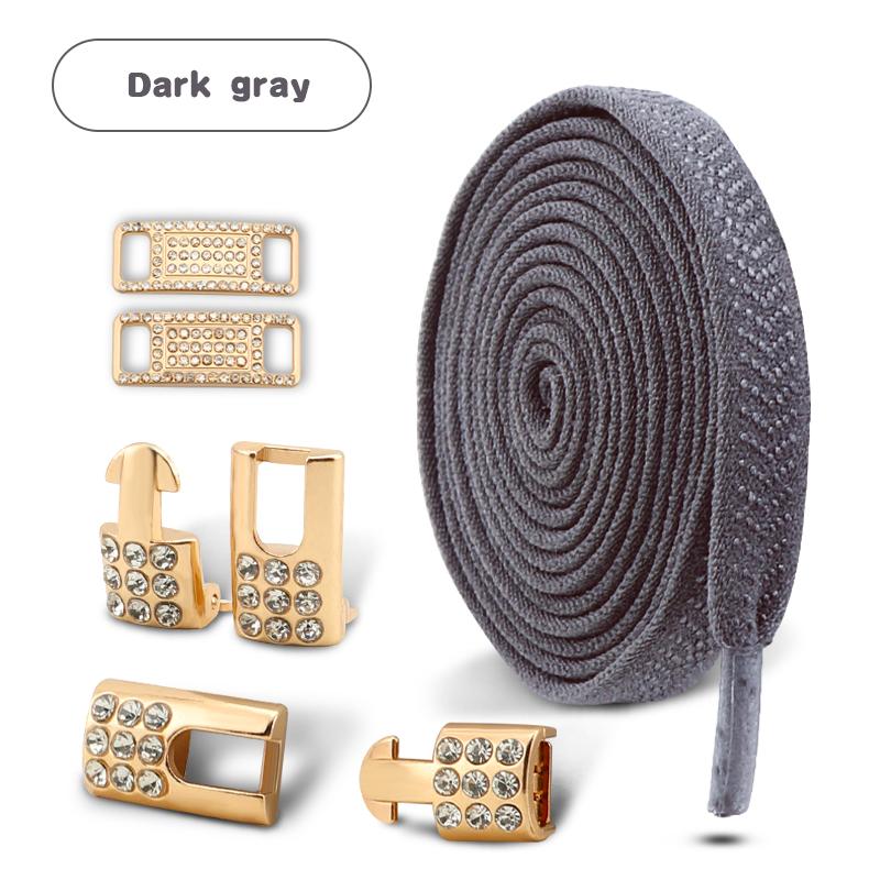 Gold Diamond buckle Shoelaces without ties Elastic Laces Sneakers Tennis No Tie Shoe laces Flat Shoelace for Shoes accessories