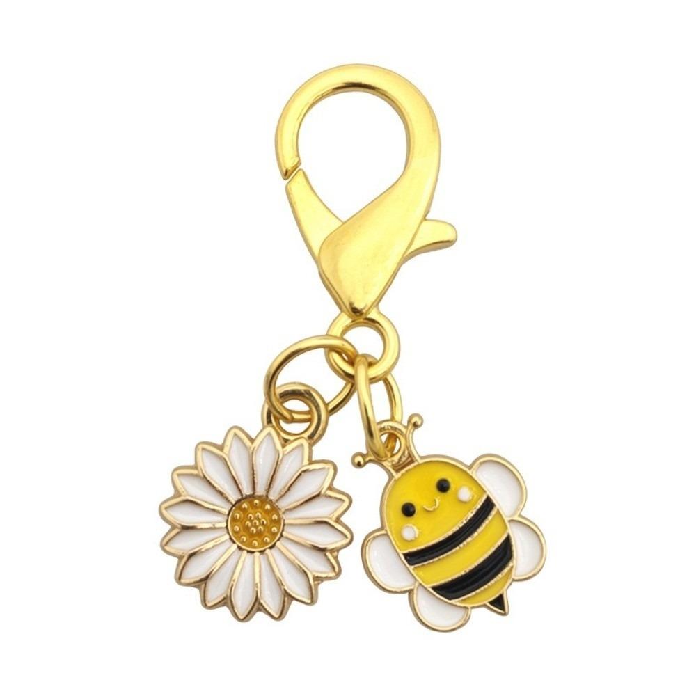 Ornaments Bee Flower Pendant Oil Dripping Bag Hanging Key Ring Bee Keychain Bag Key Decor