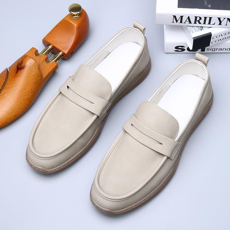 New Spring and Summer Men's Shoes One-pedal Leather Comfortable Breathable Men's Shoes Versatile Casual Doudou Shoes